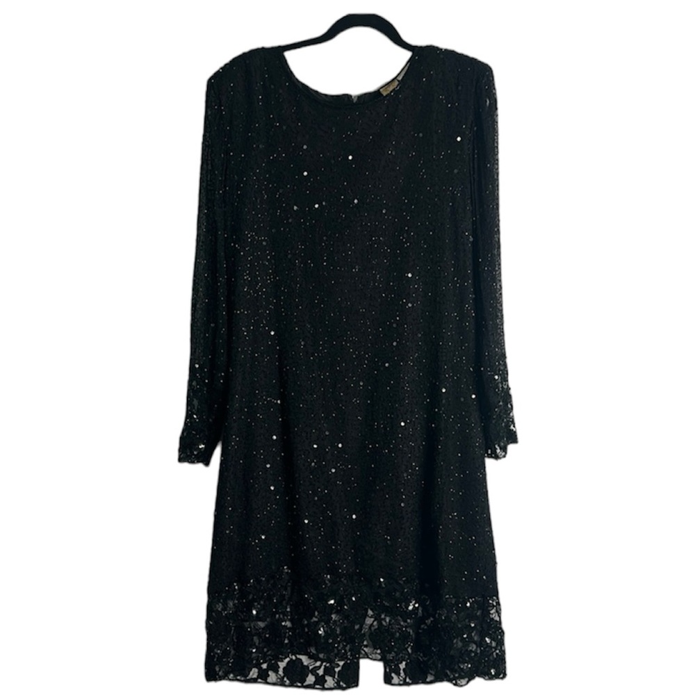 Maison Magique black beaded sequins dress L lwhimsigoth dark romantic  old money
